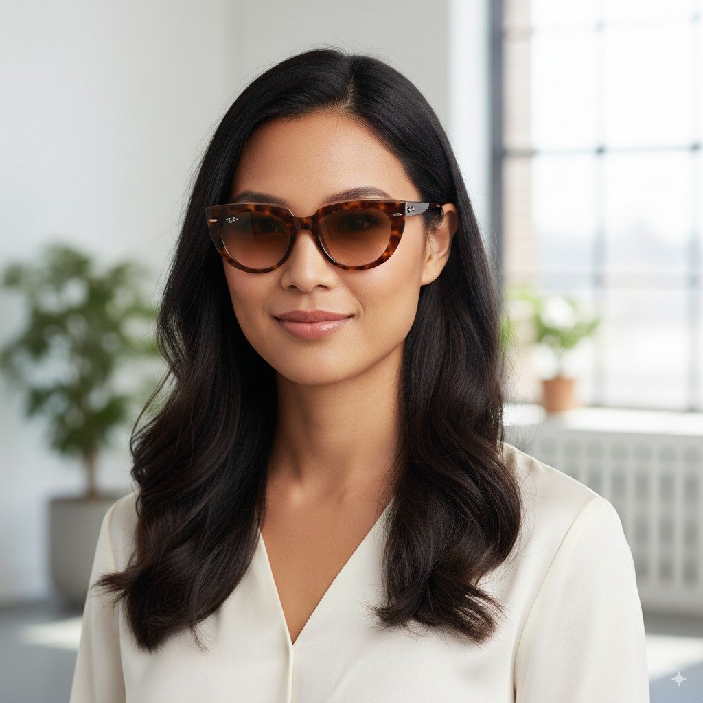 RayBan RB2286F Doreen sunglasses in black frame with green lenses