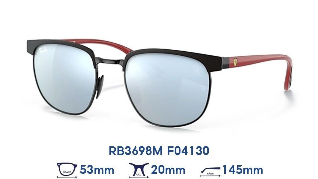 RayBan RB3698M F04130 đen mờ với kính gương bạc