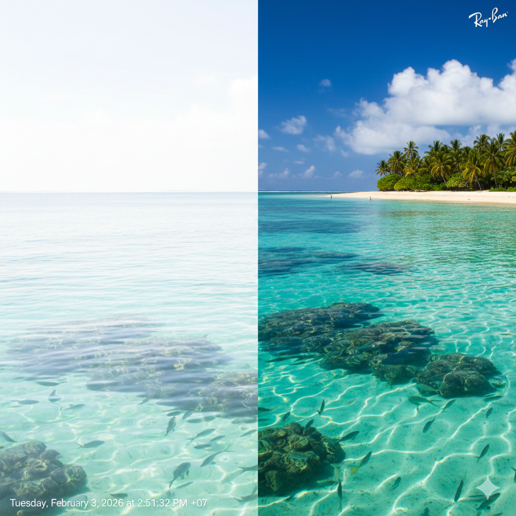 So sánh kính Ray-Ban Polarized và tròng thường