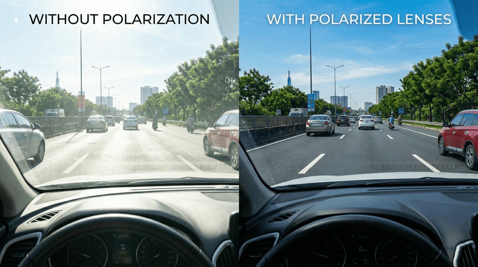 Sử dụng kính Polarized khi lái xe và hoạt động ngoài trời