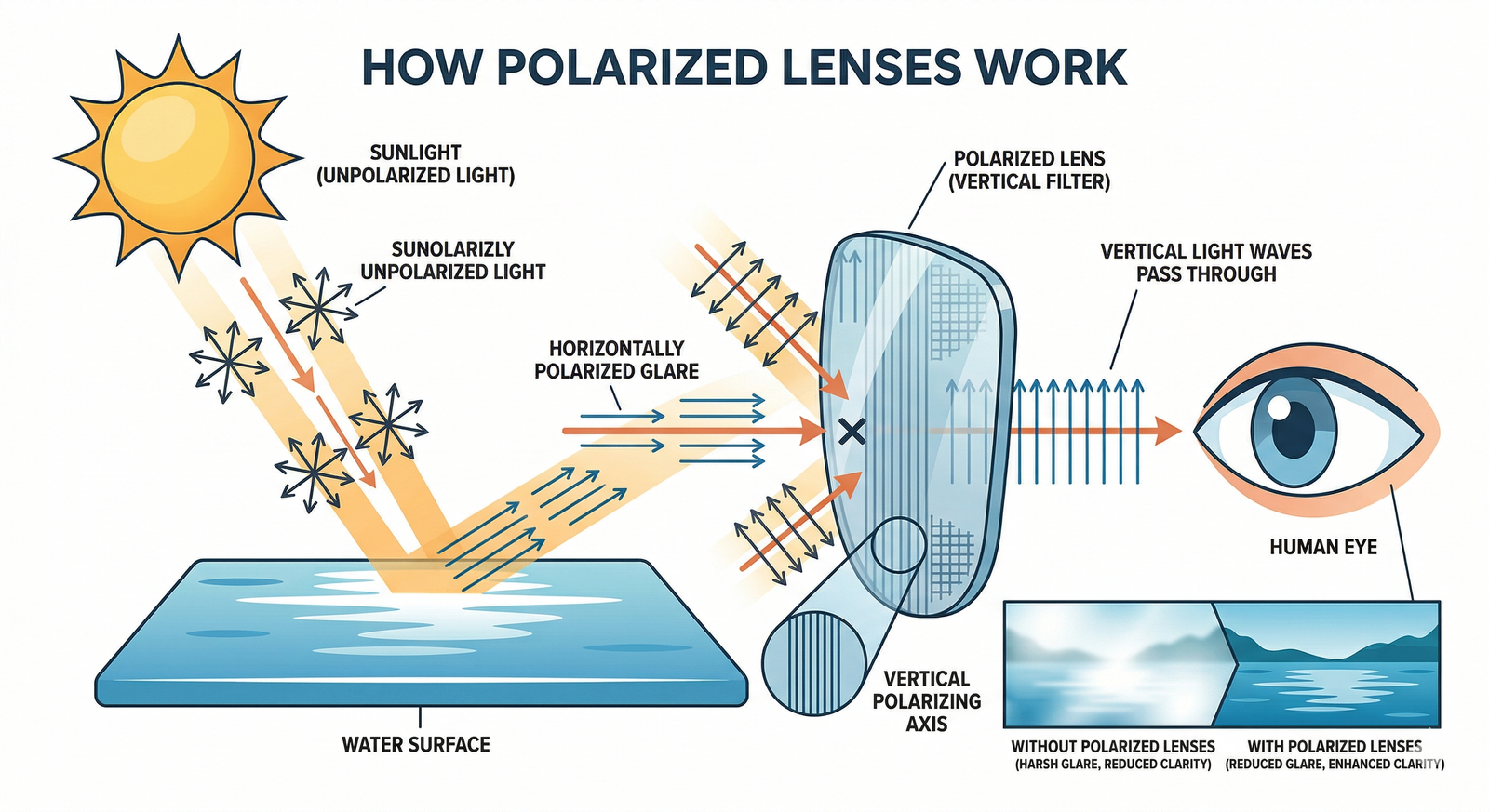 Nguyên lý hoạt động của tròng kính Polarized phân cực ánh sáng