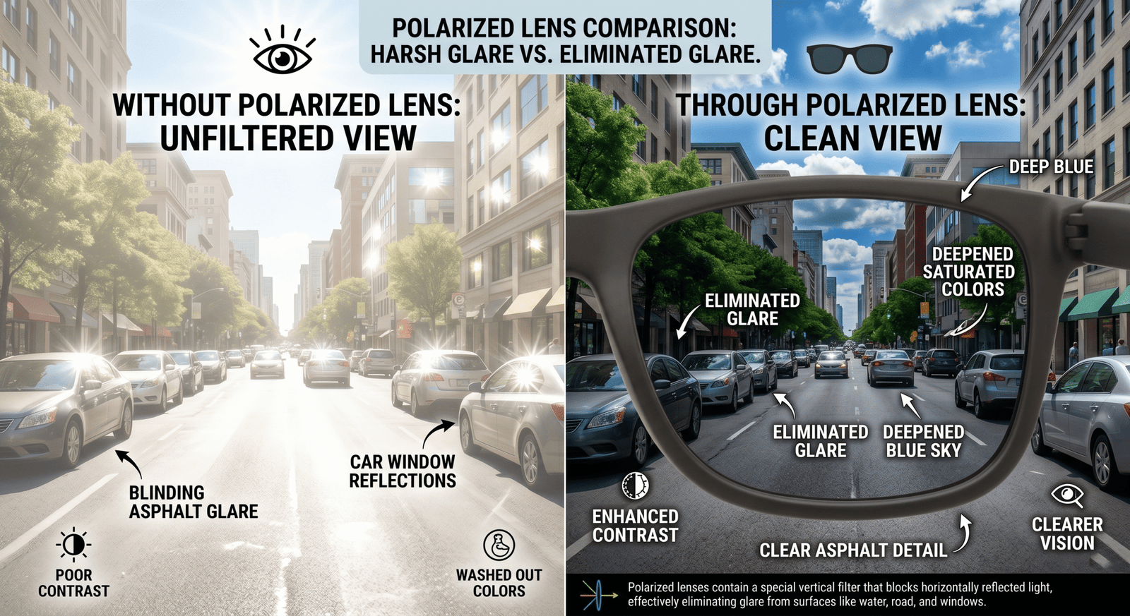 Công nghệ tròng Polarized G-15 của Rayban RB2140 – chống chói và bảo vệ UV 100%