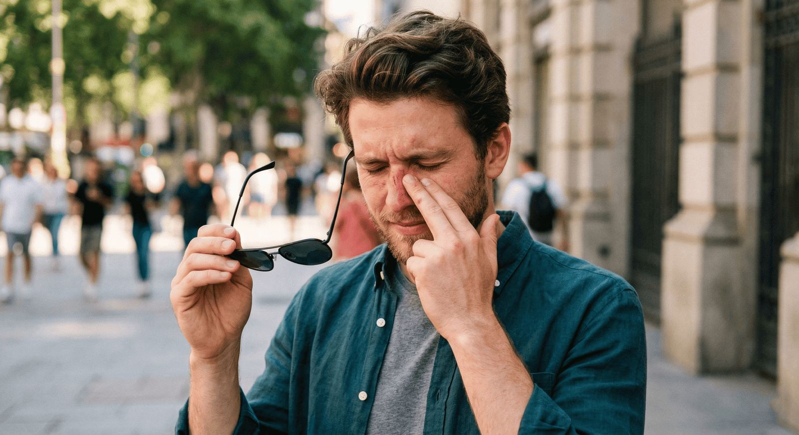 Người đeo kính Ray-Ban tròng thủy tinh bị áp lực lên sống mũi sau 30 phút