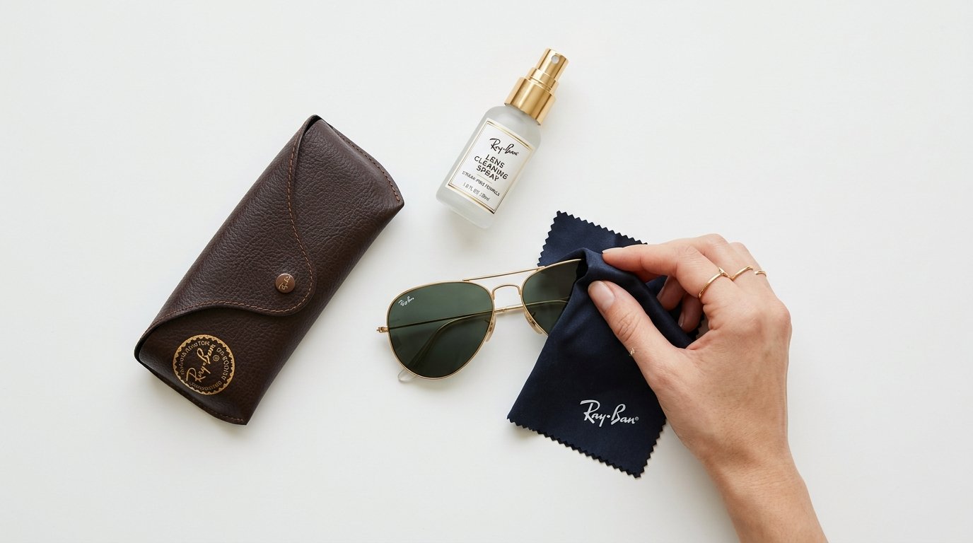 Mẹo bảo quản kính Ray-Ban Aviator đúng cách với hộp da và khăn microfiber