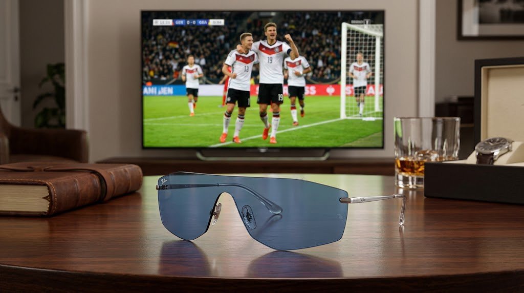 Kính mát Ray-Ban RB3781 003/80 – Thiết kế gọng bạc tròng xanh dương sang trọng