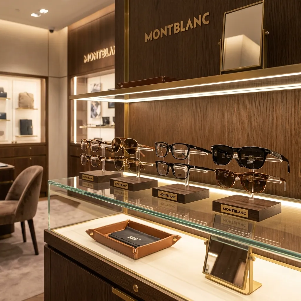 Góc trưng bày sang trọng của thương hiệu Montblanc tại không gian cửa hàng Mắt Kính Liên Sơn
