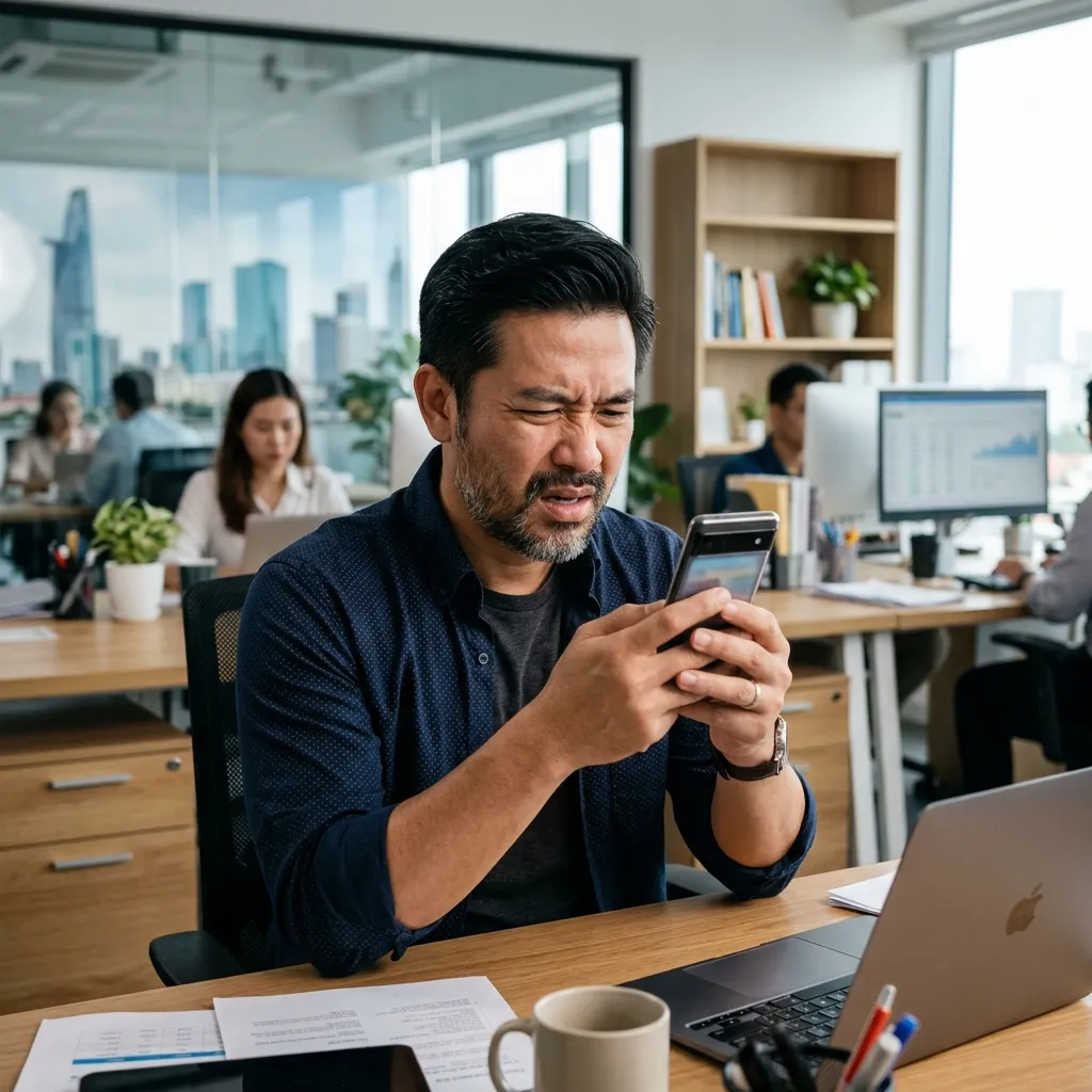 Người đàn ông tuổi 40 bất ngờ vì không thể nhìn rõ màn hình điện thoại