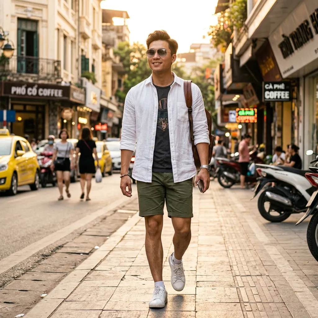 Người đàn ông đeo kính Ray-Ban RB3781 phong cách tự tin dưới nắng hè