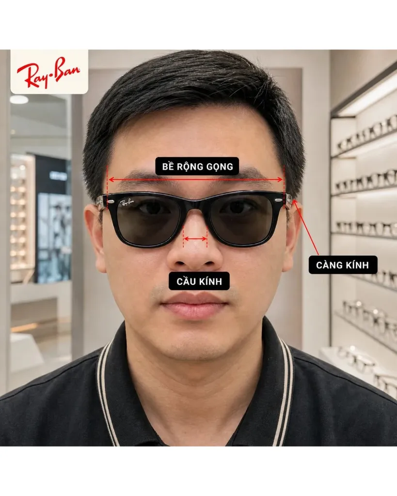 Hướng dẫn đo kích thước bề rộng gọng, cầu kính và càng kính