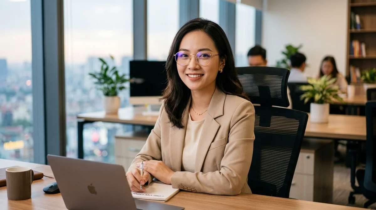 mẫu nữ công sở đeo gọng kính rayban tròn mạ vàng lắp tròng cận chống ánh sáng xanh essilor crizal