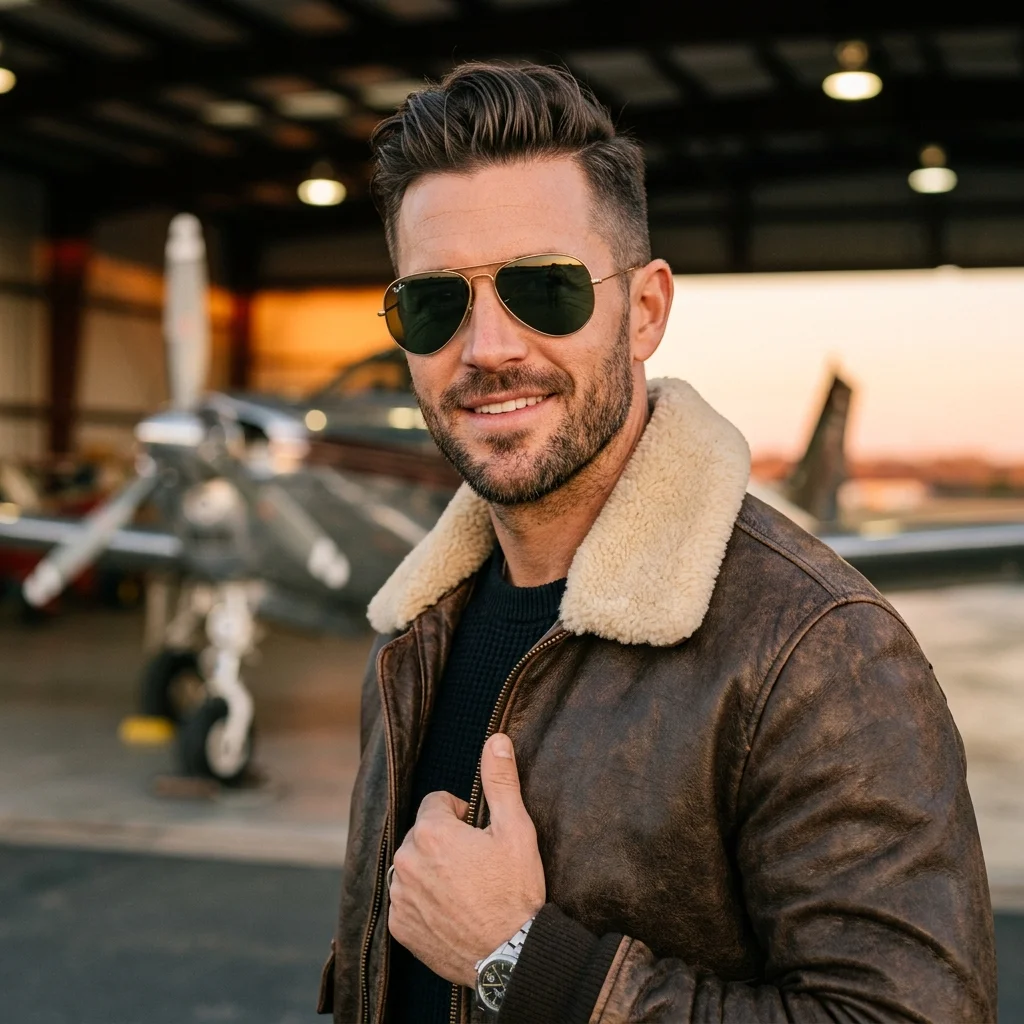 Người Mẫu Nam Đeo Kính Mát Rayban Aviator Classic Chính Hãng